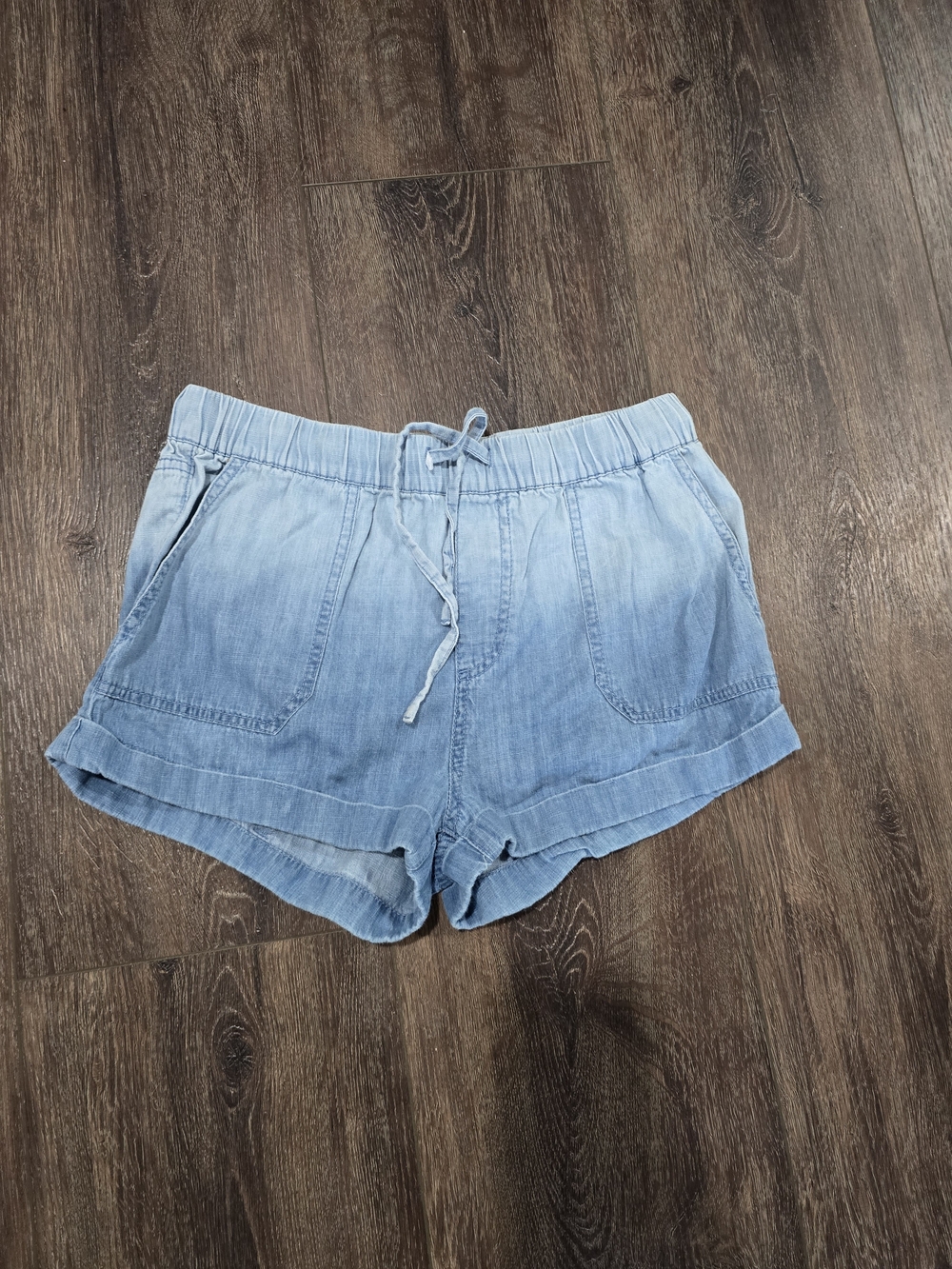 Volcom Light Blue Denim-Style High Waist Drawstring Shorts